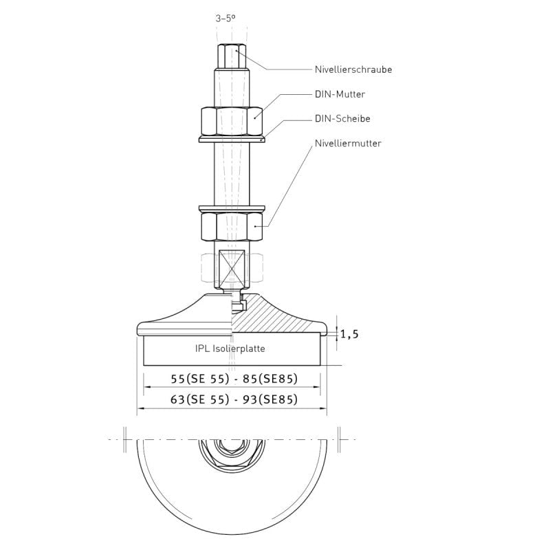 Pied niveleur pour machines Optimum SE 55