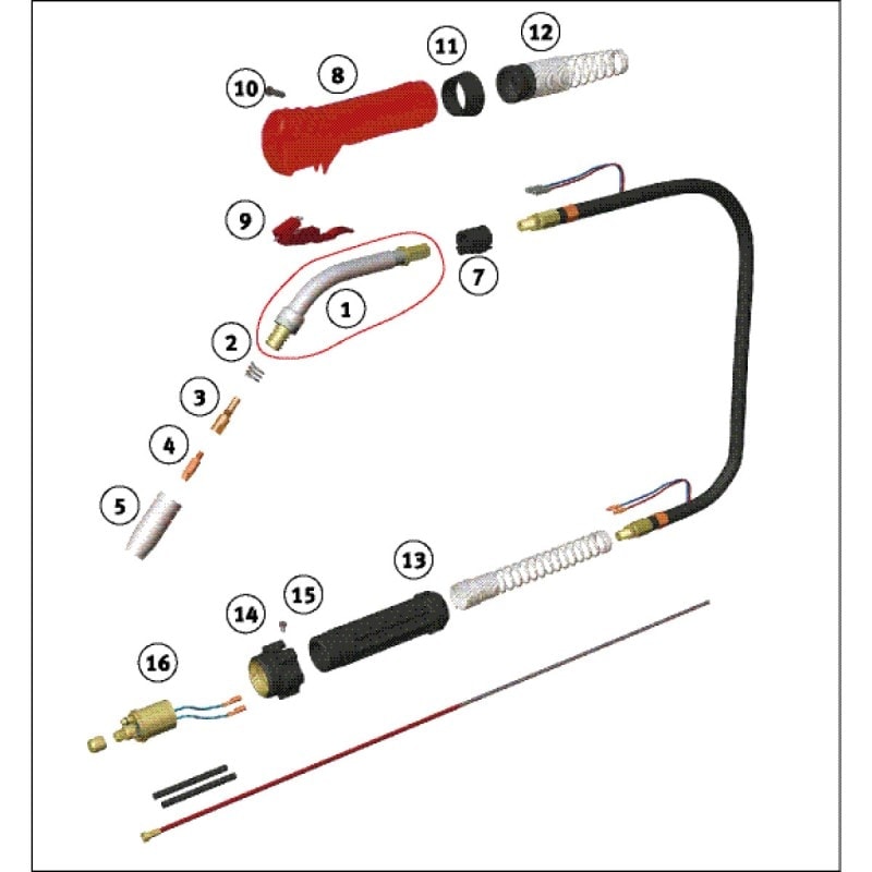 Torche avec bouton-poussoir  Schweisskraft  CraftMig TSMB 25/4