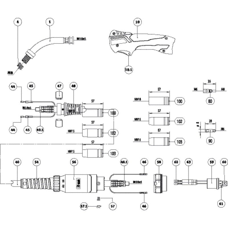 Torche MIG-MAG à refroidissement par gaz  Rehm EVO MB 25 4m